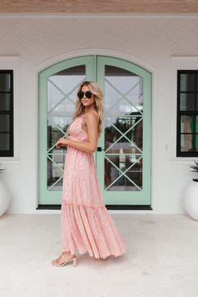 Luna Maxi Dress, alternate, color, Pink/Green