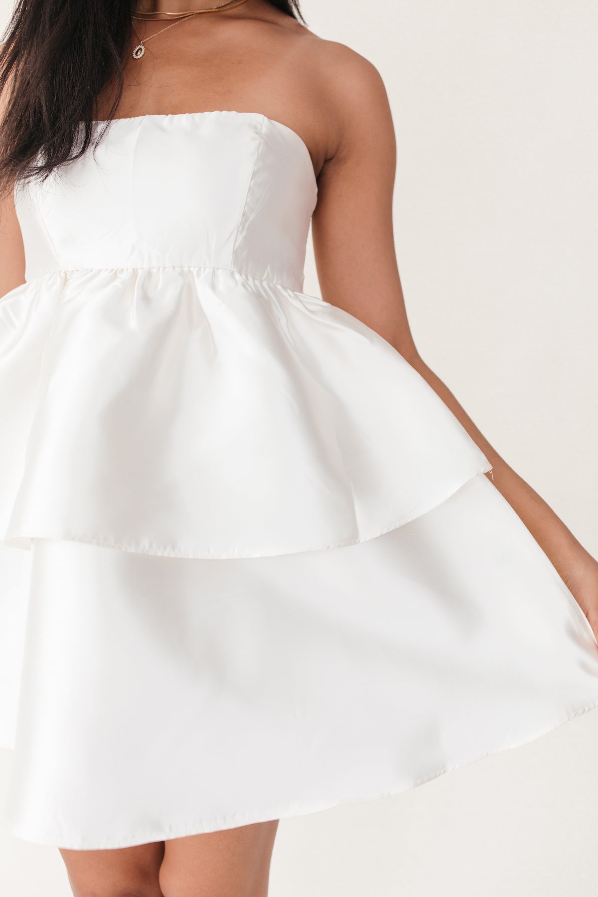 Vanessa Satin Mini Dress, alternate, color, Ivory