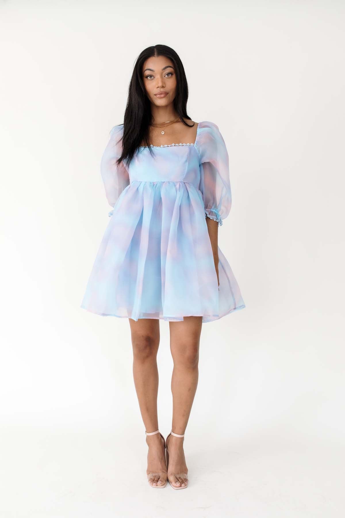 Rory Babydoll Dress, alternate, color, Blue Multi
