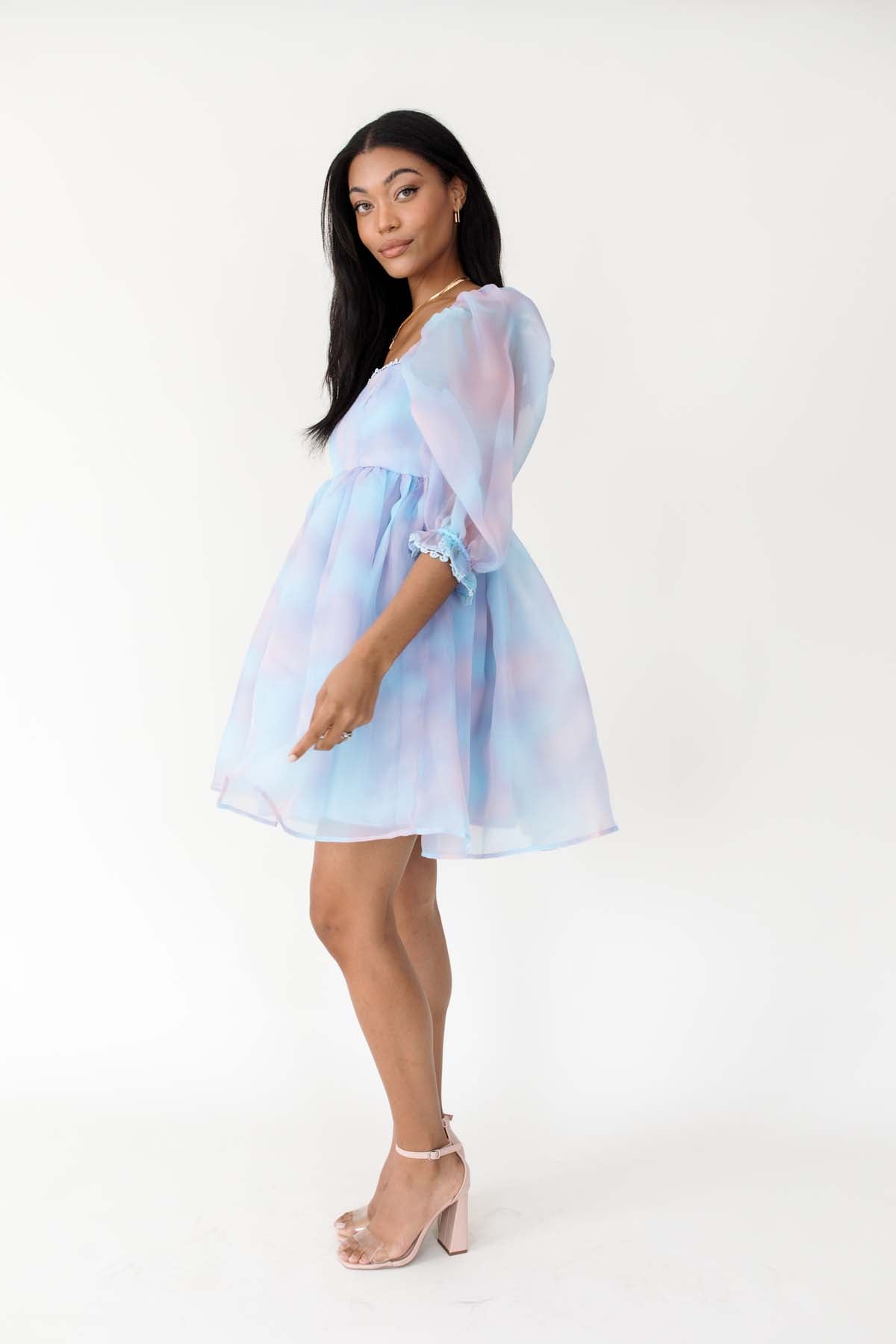 Rory Babydoll Dress, alternate, color, Blue Multi