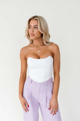 Lennon Strapless Top, alternate, color, White