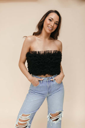 Reagan Black Tulle Tube Top, alternate, color, black