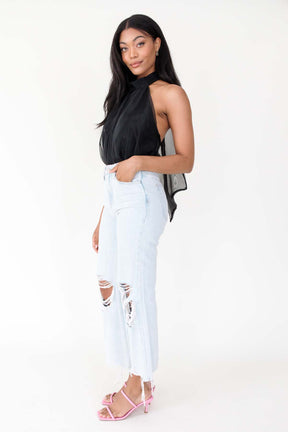 Demi Black Halter Bodysuit, alternate, color, Black