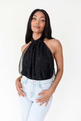 Demi Black Halter Bodysuit, alternate, color, Black