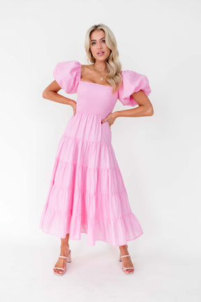 Anne Tiered Dress, alternate, color, Bubblegum