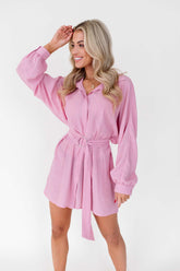 Adelaide Button Down Dress, alternate, color, Rose