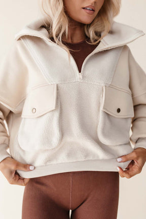 Kali Half Zip Pullover, alternate, color, cream