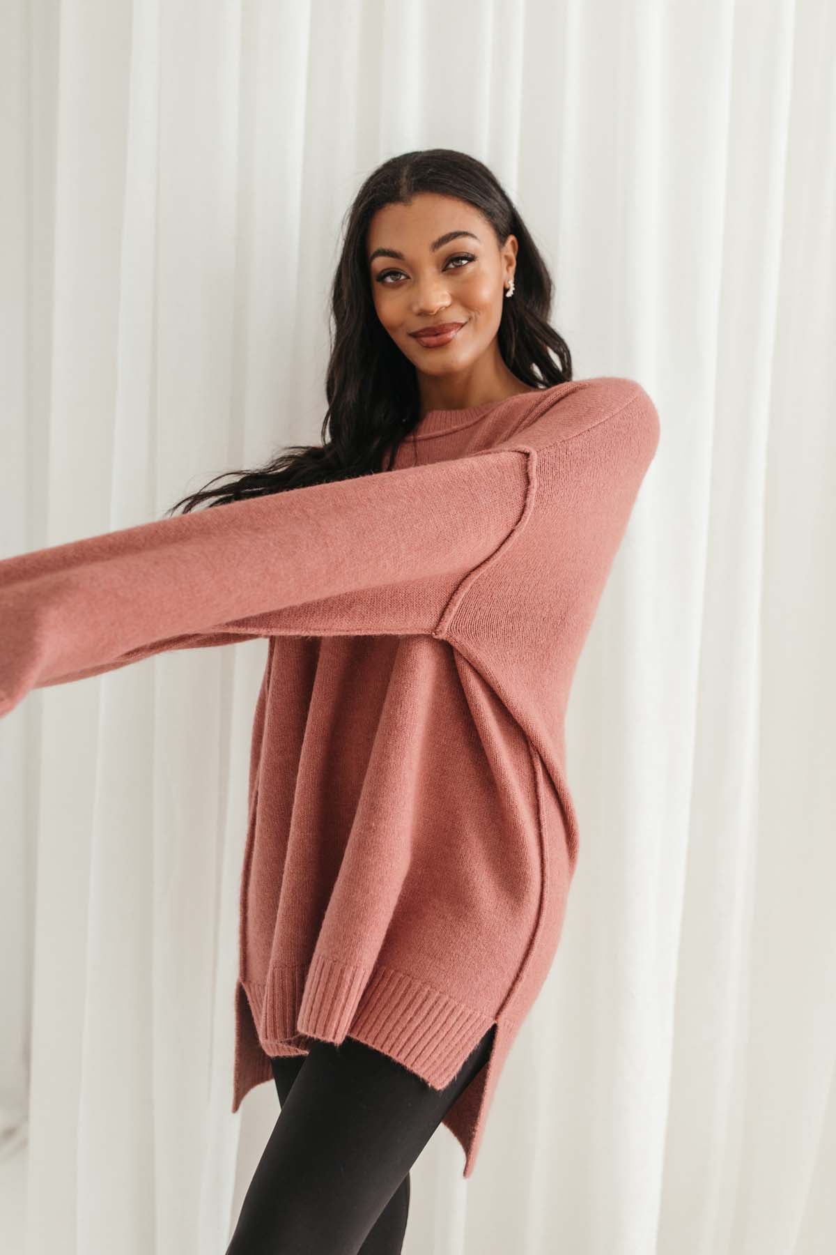 Cora Oversized Sweater, alternate, color, mauve