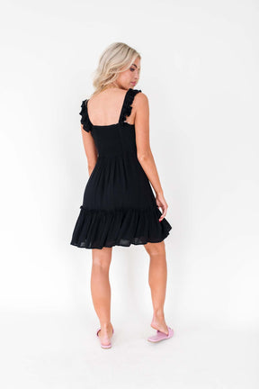 Angie Black Flowy Dress, alternate, color, Black
