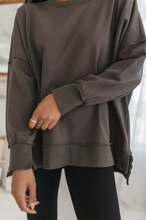 Tatum Oversized Lightweight Sweatshirt, Alternate, color, charcoal