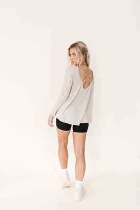 Abigail Cross-Back Top, alternate, color, taupe