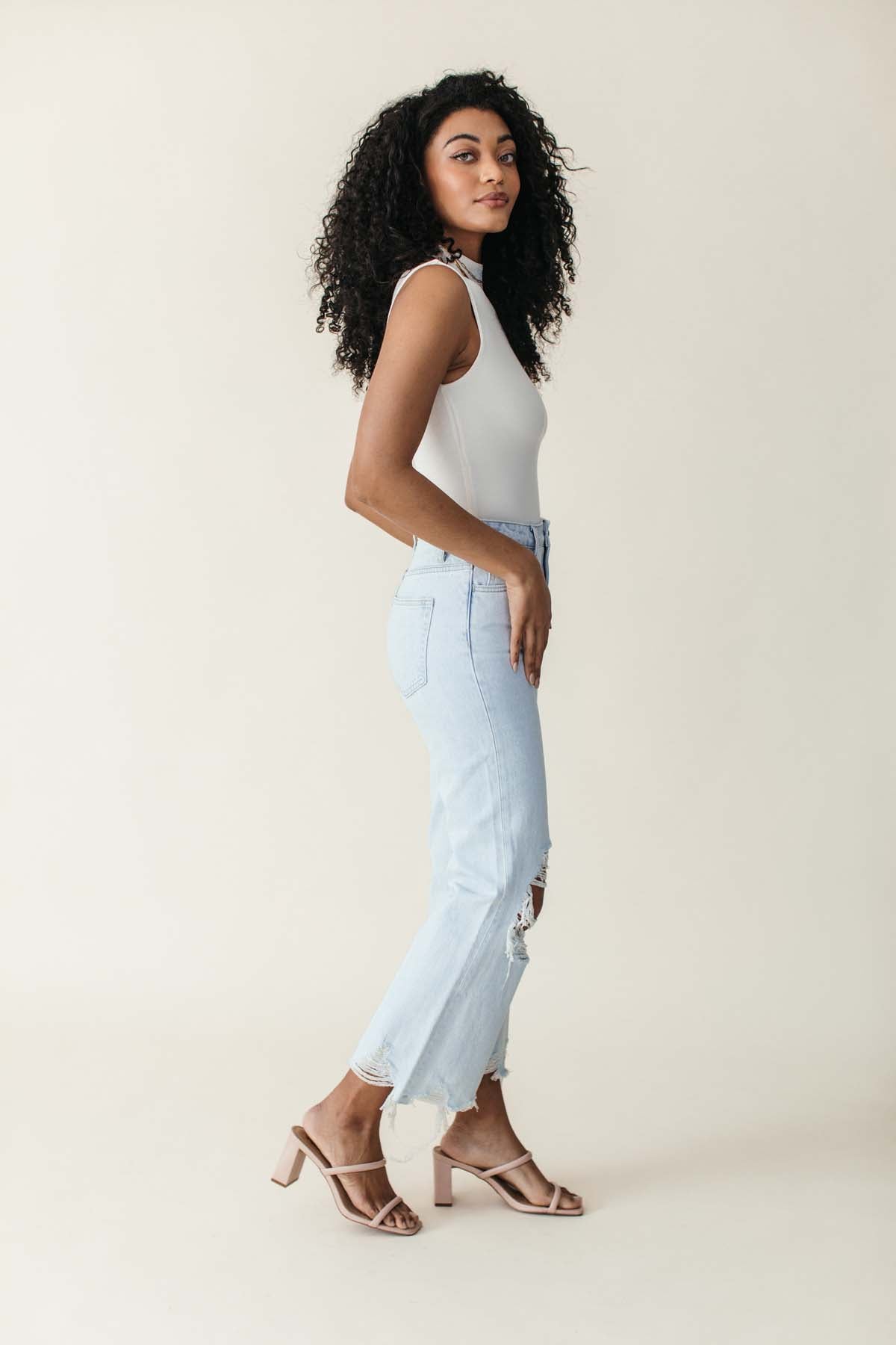 Avery Distressed Cropped Flares, alternate, color, Light Denim