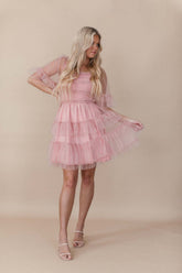 Parker Rose Tulle Dress, alternate, color, Rose