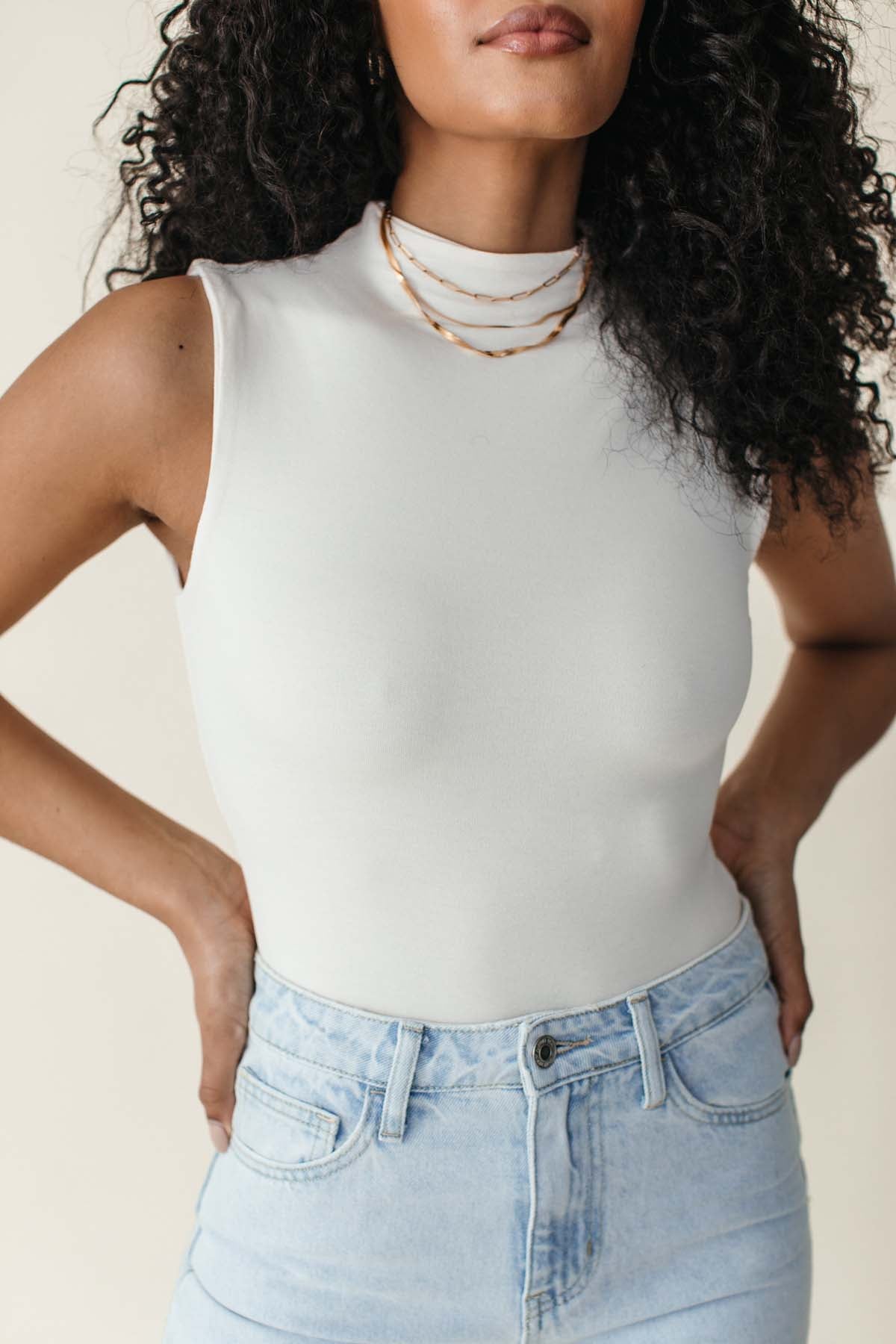 Mila Cream Mockneck Bodysuit, alternate, color, Cream