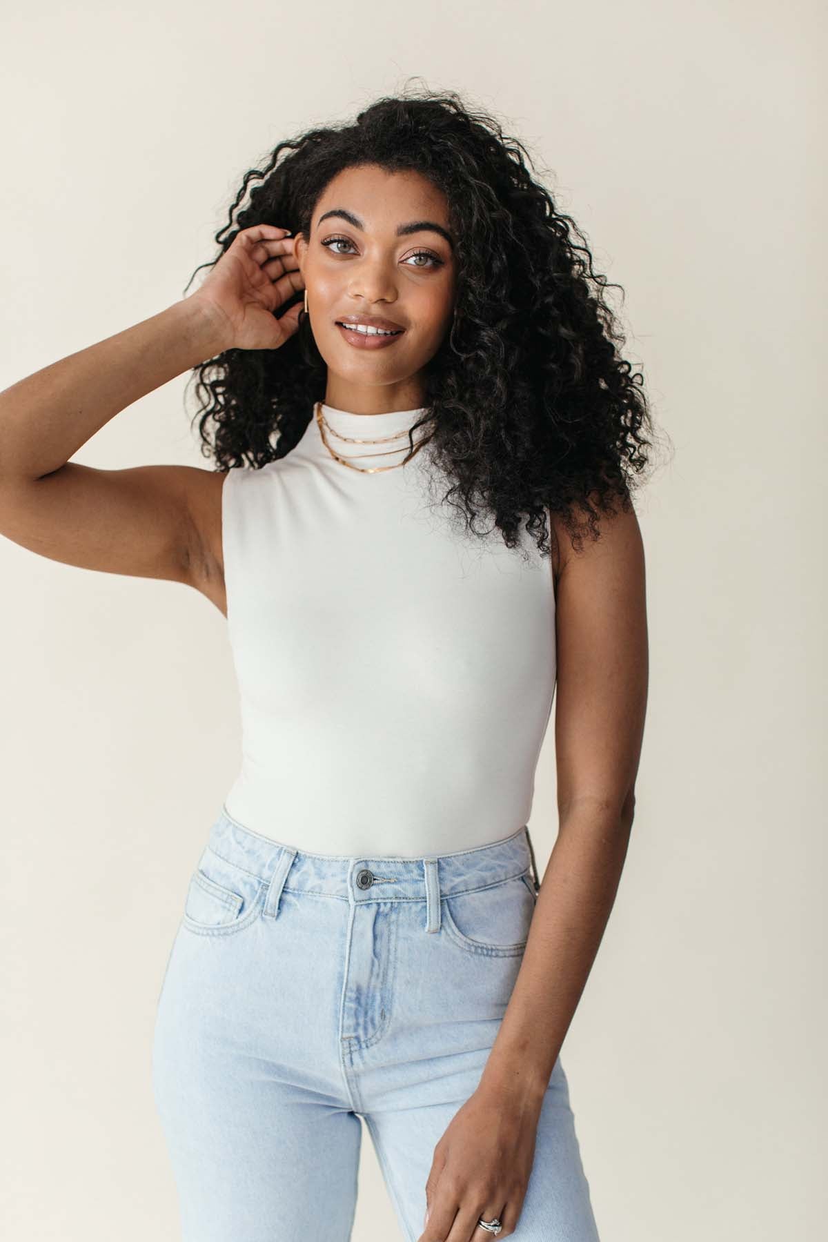 Mila Cream Mock Neck Bodysuit - FINAL SALE