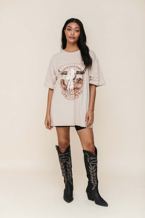 Lena Wild West Oversized Graphic Tee, alternate, color, beige