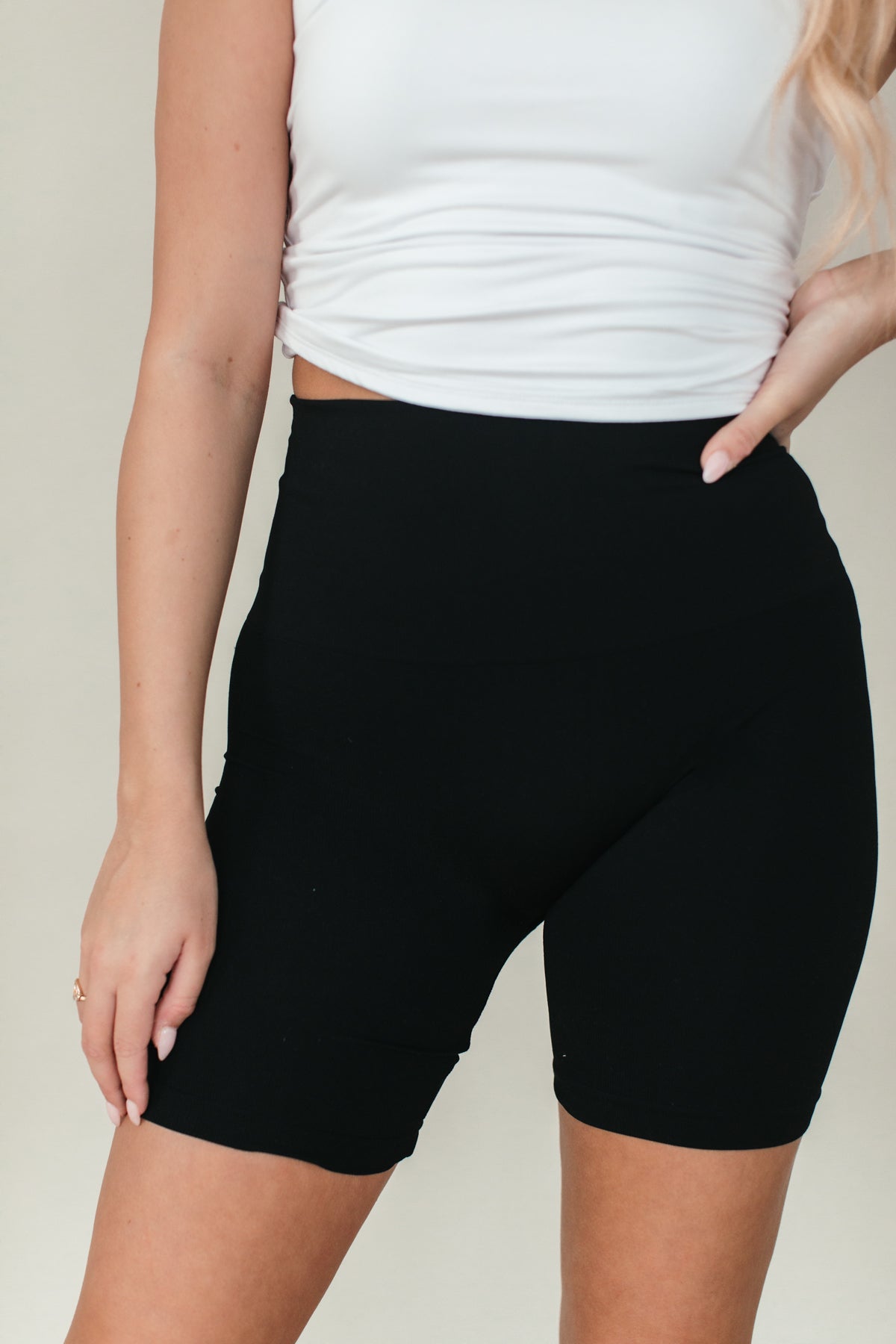 Sadie Black Biker Shorts, alternate, color, Black