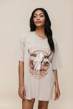 Lena Wild West Oversized Graphic Tee, alternate, color, beige