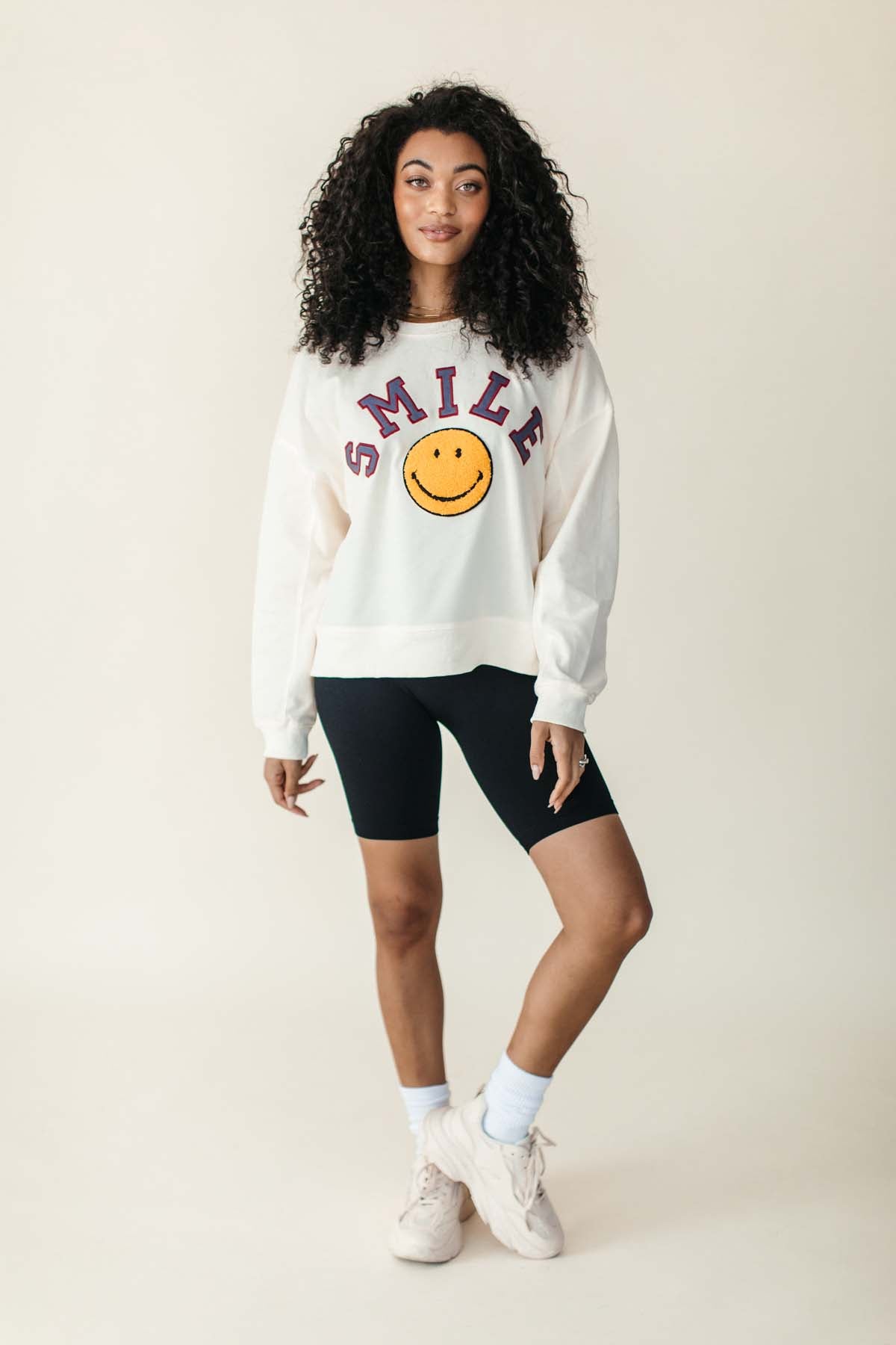 Layla Smile Sweatshirt, alternate, color, Cream