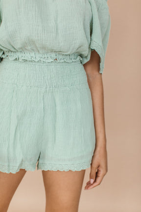 Daniella Sage Linen Shorts, alternate, color, Sage