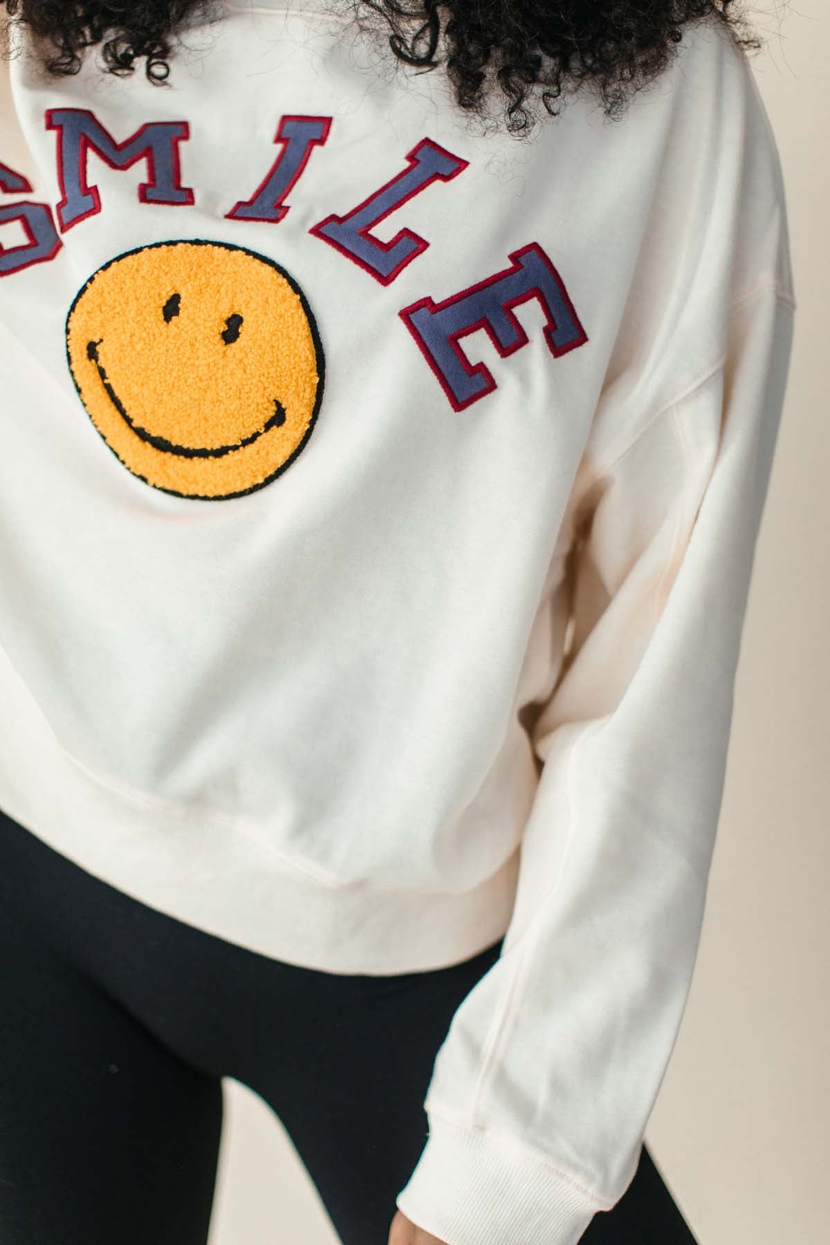 Layla Smile Sweatshirt, alternate, color, Cream