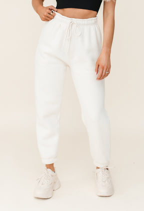 Georgia Fleece Lined Drawstring Sweatpants, alternate, color, ivory