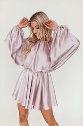 Natalia Flowy Satin Dress, alternate, color, Mauve