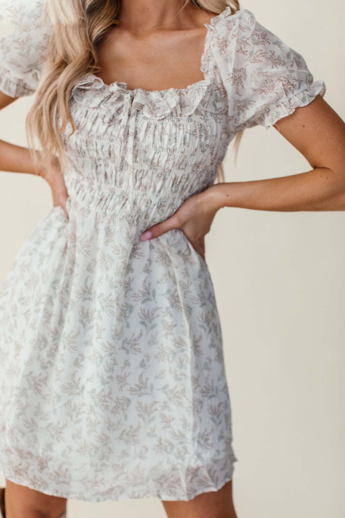 Madi Floral Dress, alternate, color, White Floral