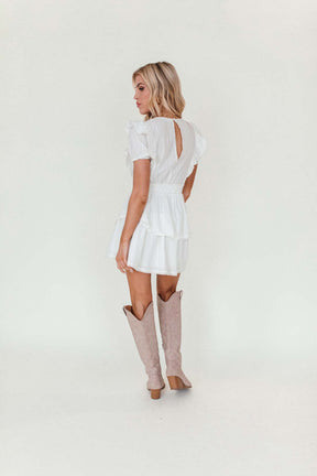 Britt Ruffle Dress, alternate, color, White