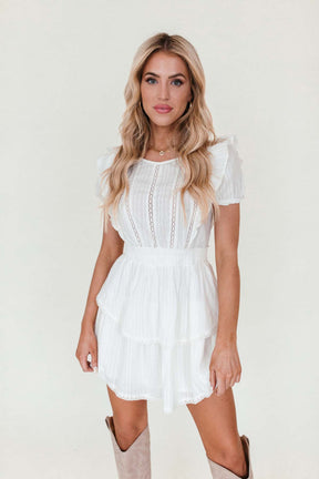 Britt Ruffle Dress, alternate, color, White