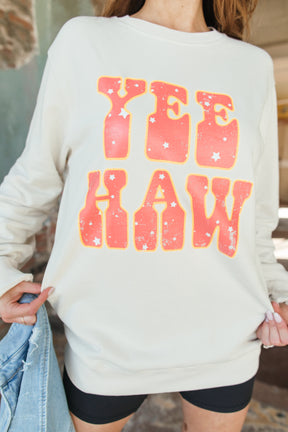Krista Yee Haw Sweatshirt, Alternate, Color, Bone