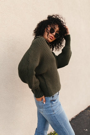 Dre Olive Collared Sweater, alternate, color, Olive