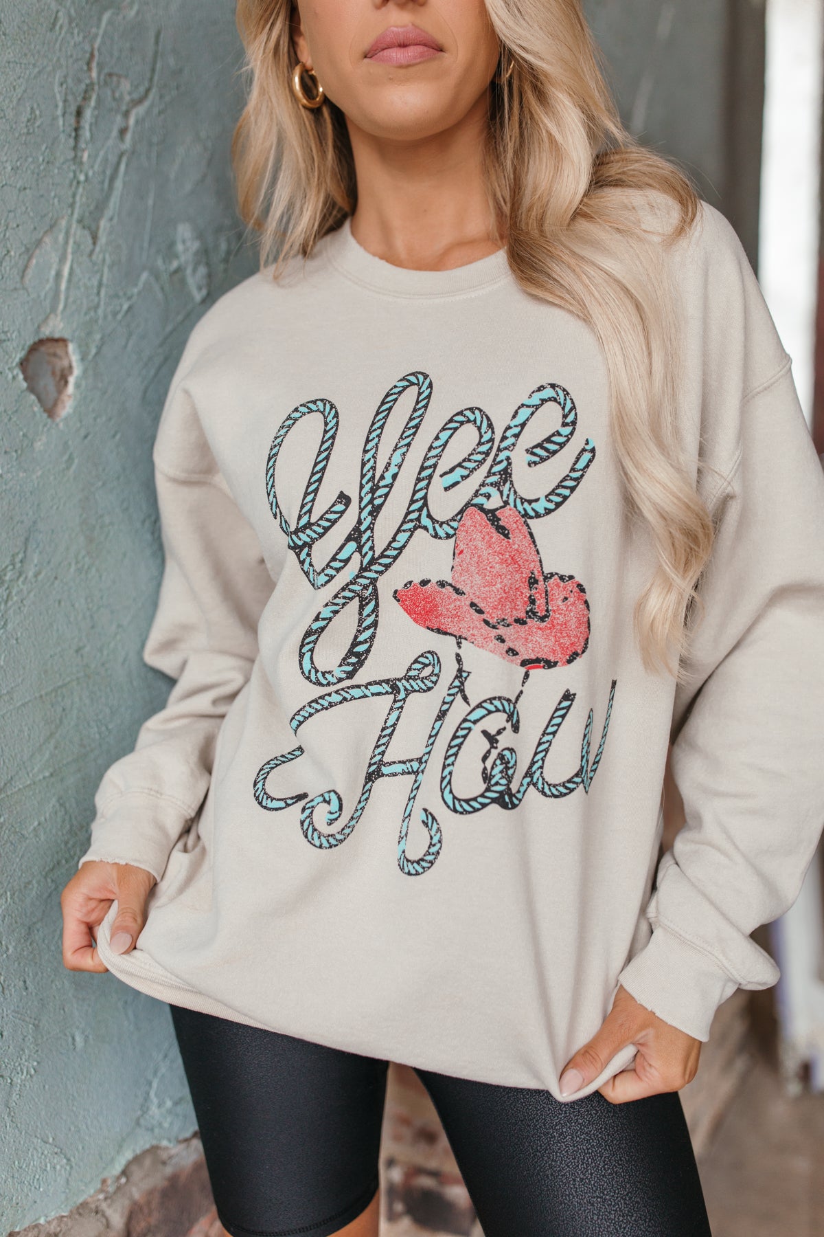 Yee Haw Sweatshirt, Alternate, color, sand