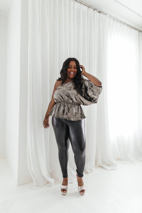 Ariana Metallic One Shoulder Blouse, Alternate, Color, Bronze