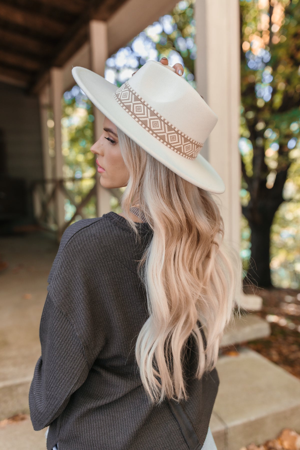 Erin Ivory Flat Brim Fedora, Alternate, Color, Ivory