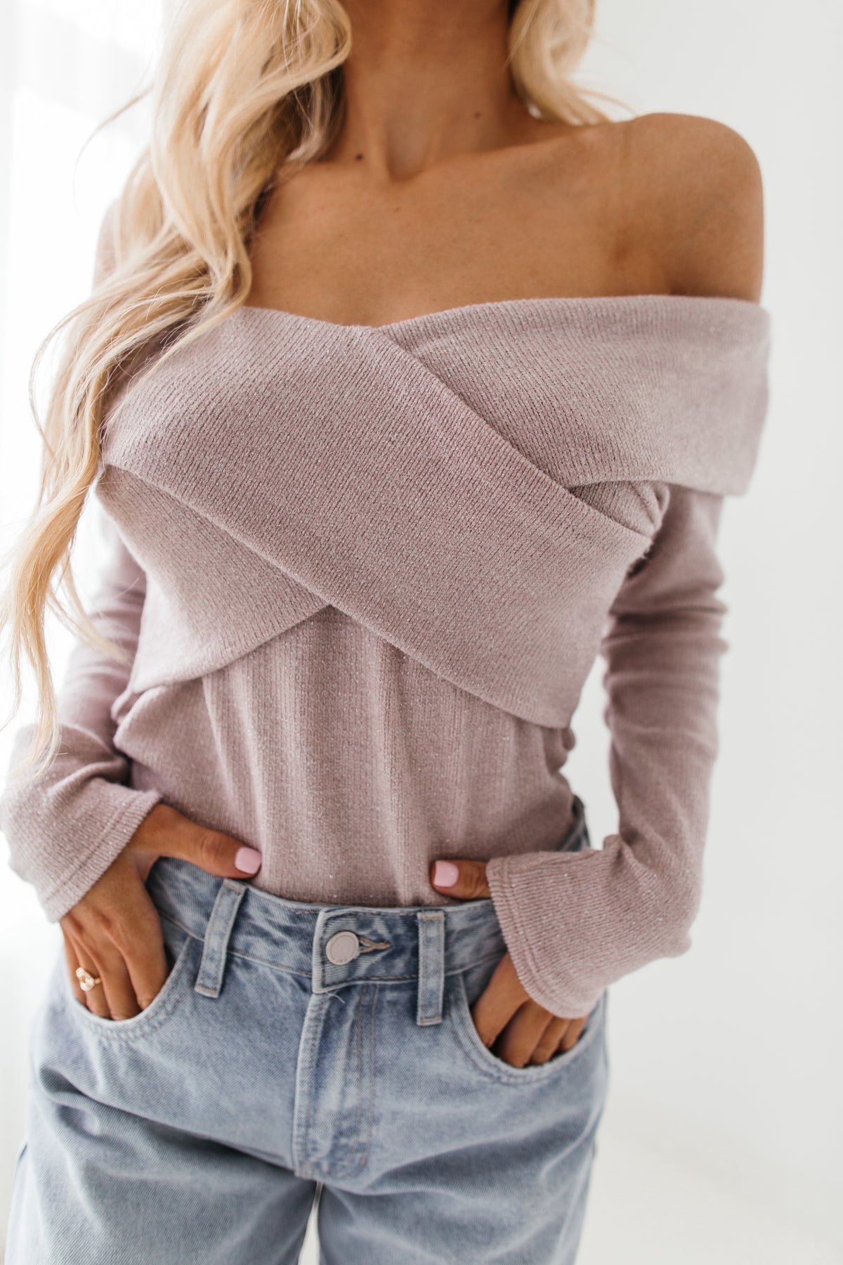 Hadley Shimmer Off the Shoulder Sweater, Alternate, Color, Tan Shimmer