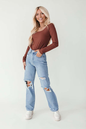 Catalina Distressed Straight Leg Jeans , alternate, color, light denim