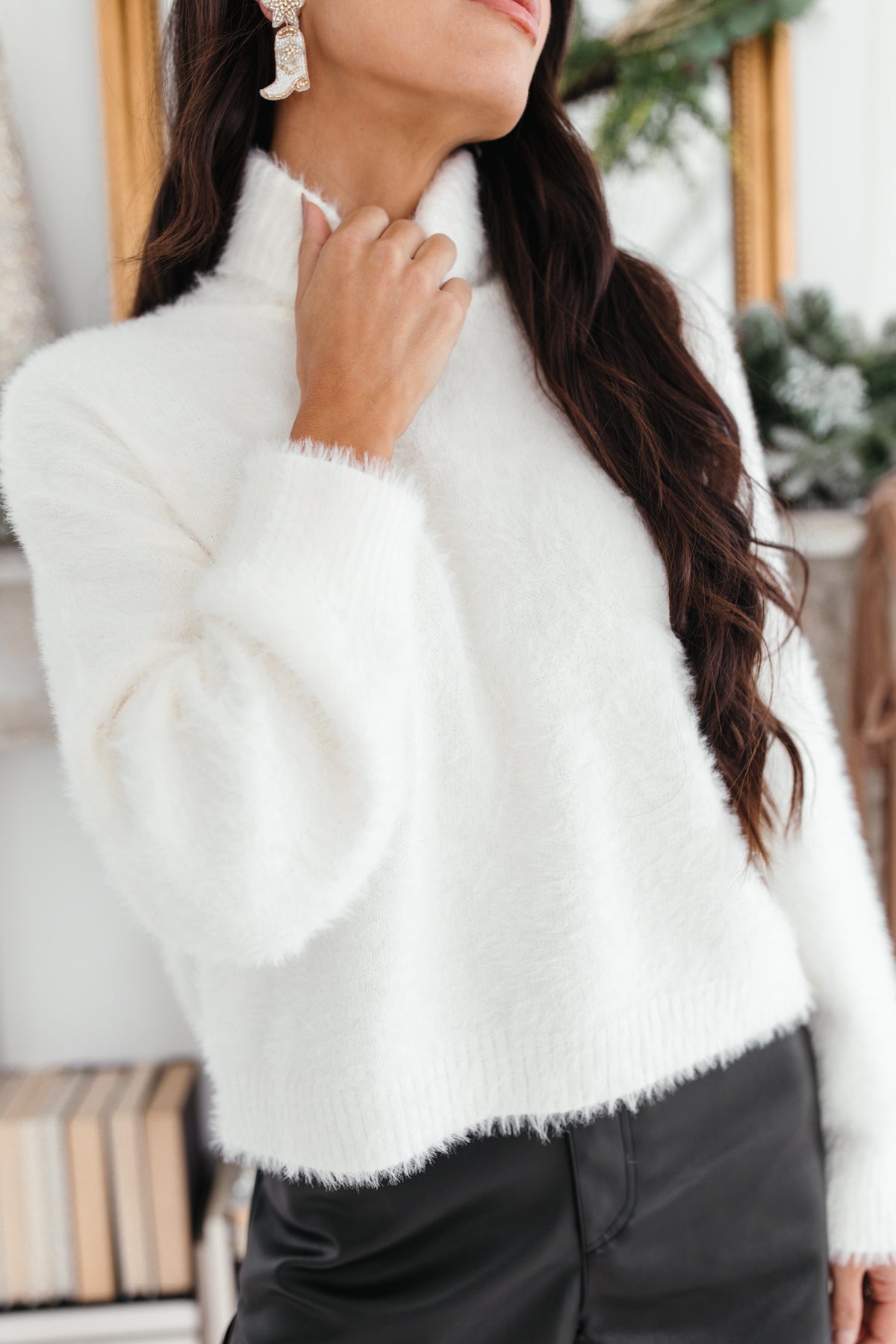 Kathleen Cropped Cozy Sweater, Alternate, Color, Off White