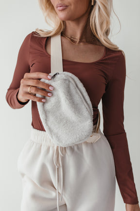 Adjustable Sherpa Belt Bag Ivory , alternate, color, ivory
