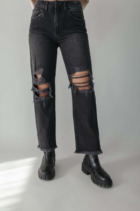 Hailey Distressed Washed Black Jeans, Alternate, Color, Washed Black