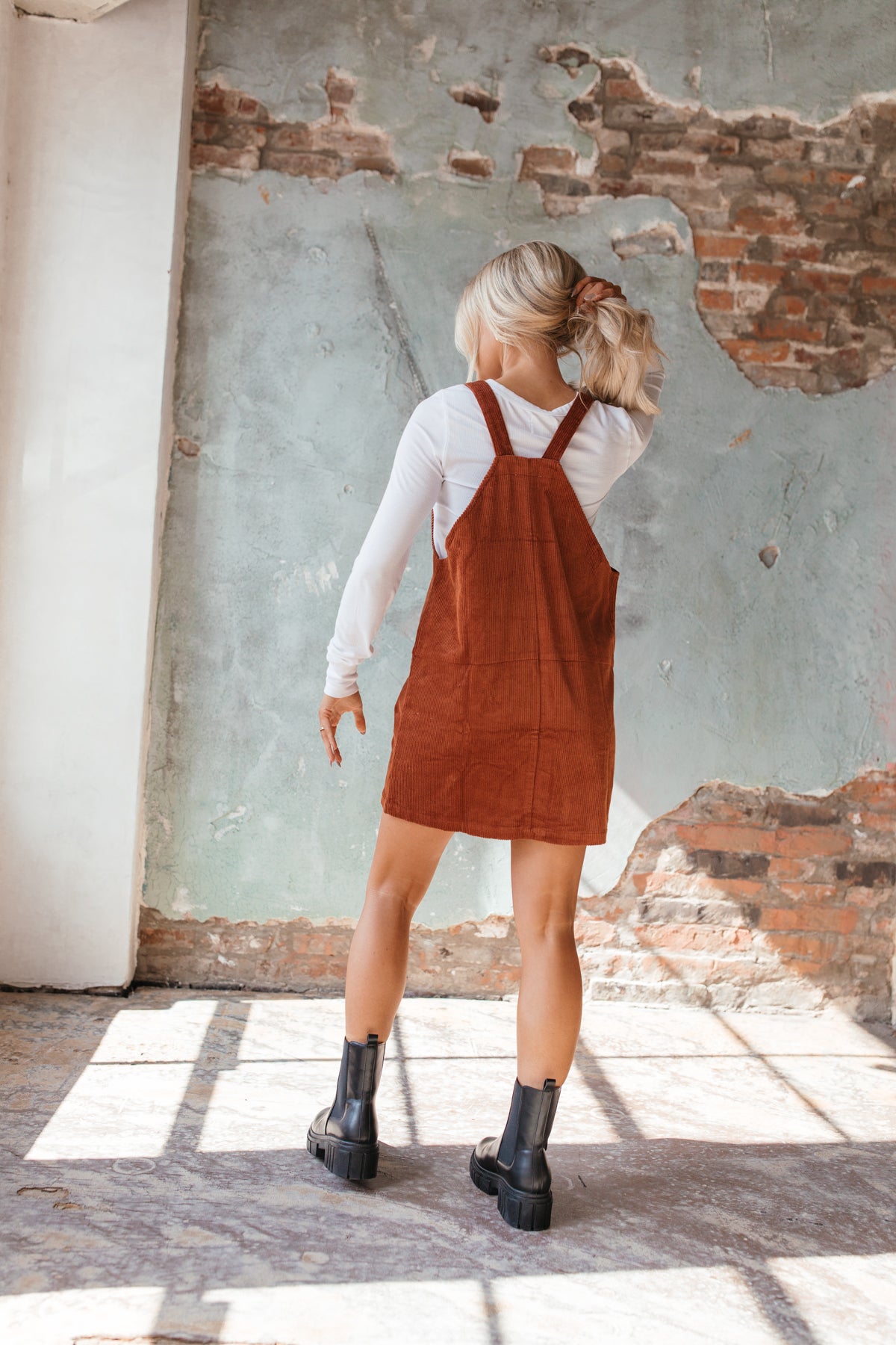Lucy Corduroy Jumper Dress, Alternate, Color, Rust