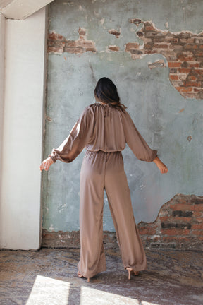 Paige Satin Jumpsuit Mocha, Alternate, color, Mocha