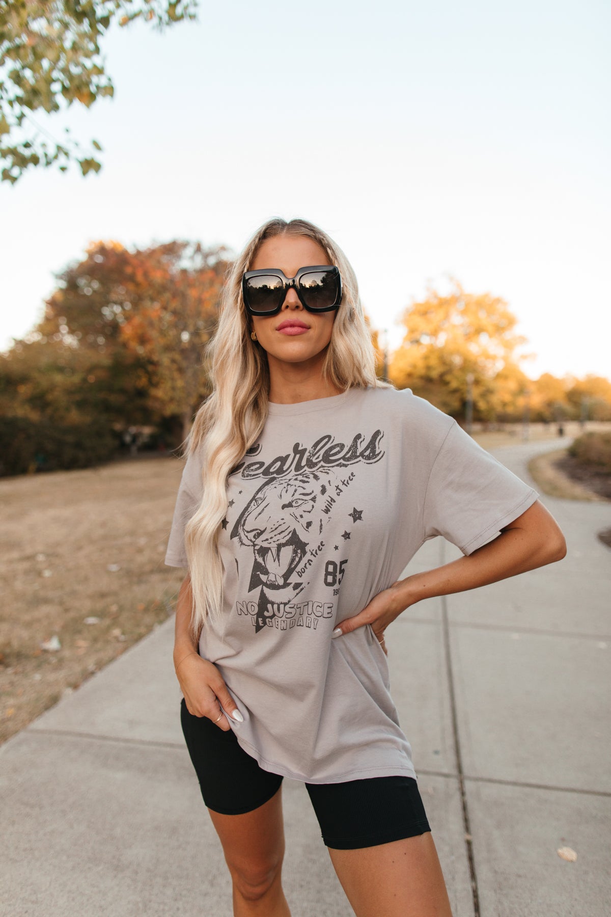 Aimee Fearless Graphic Tee, alternate, color, Grey