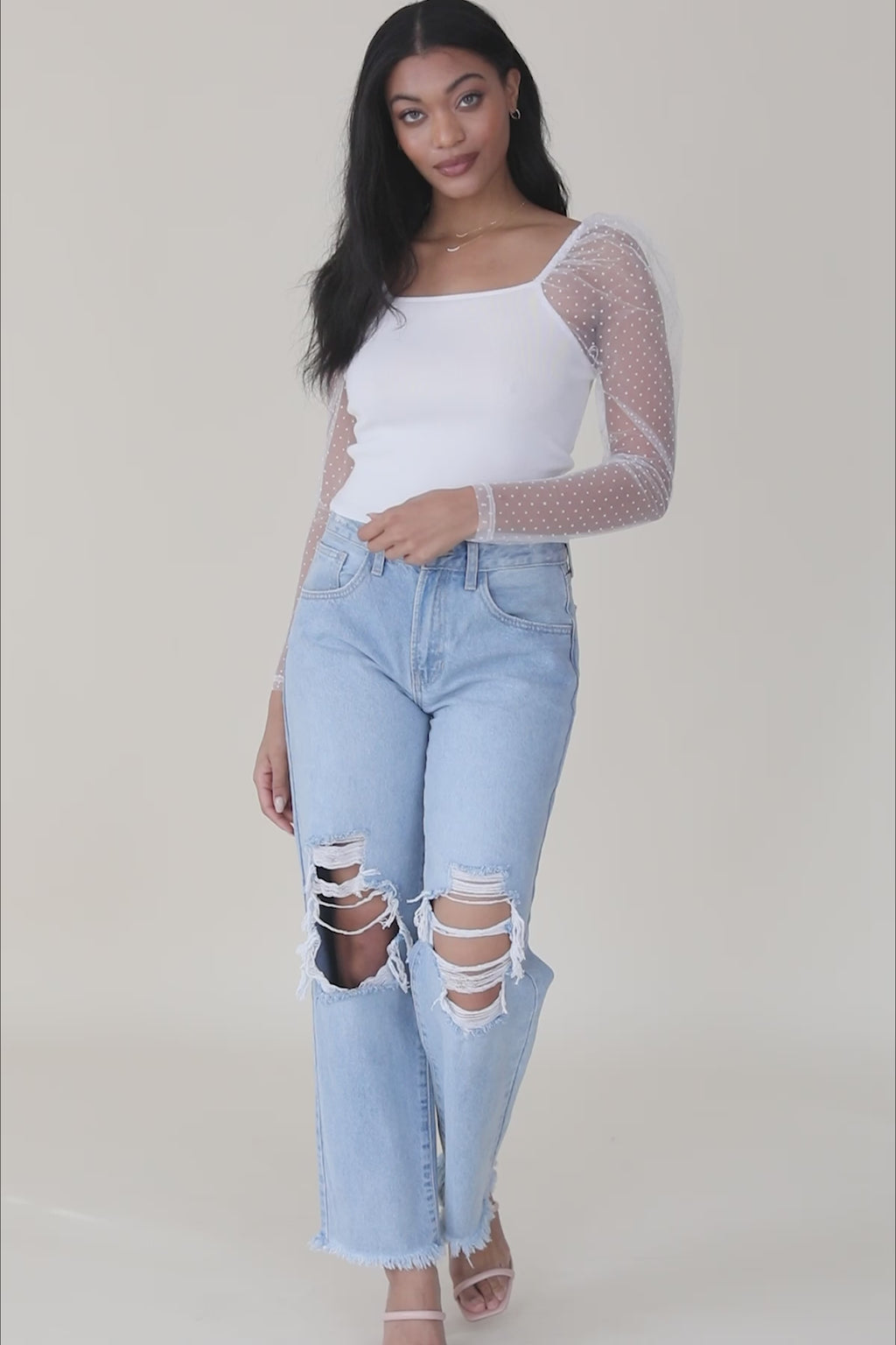Charli White Puff Sleeve Top, product video thumbnail