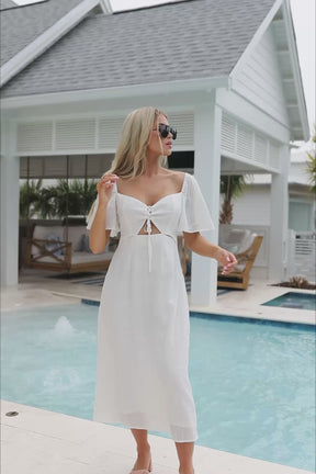Kassidy White Midi Dress, product video thumbnail