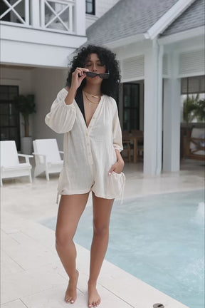 Siena Button Down Romper, product video thumbnail