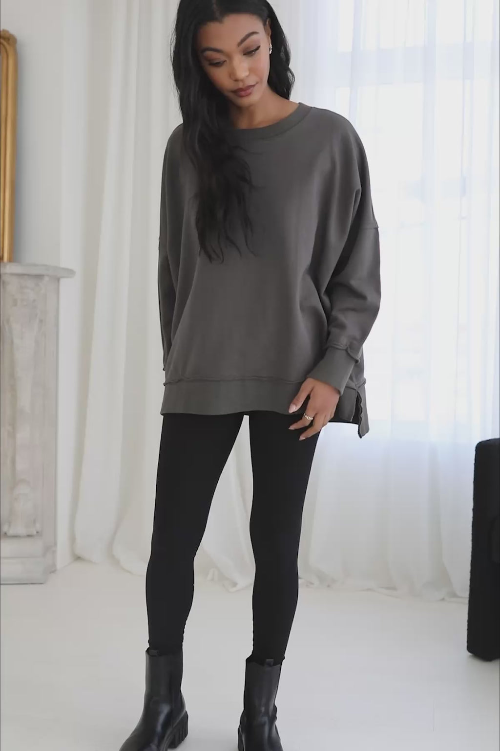Tatum Oversized Lightweight Sweatshirt, product video thumbnail