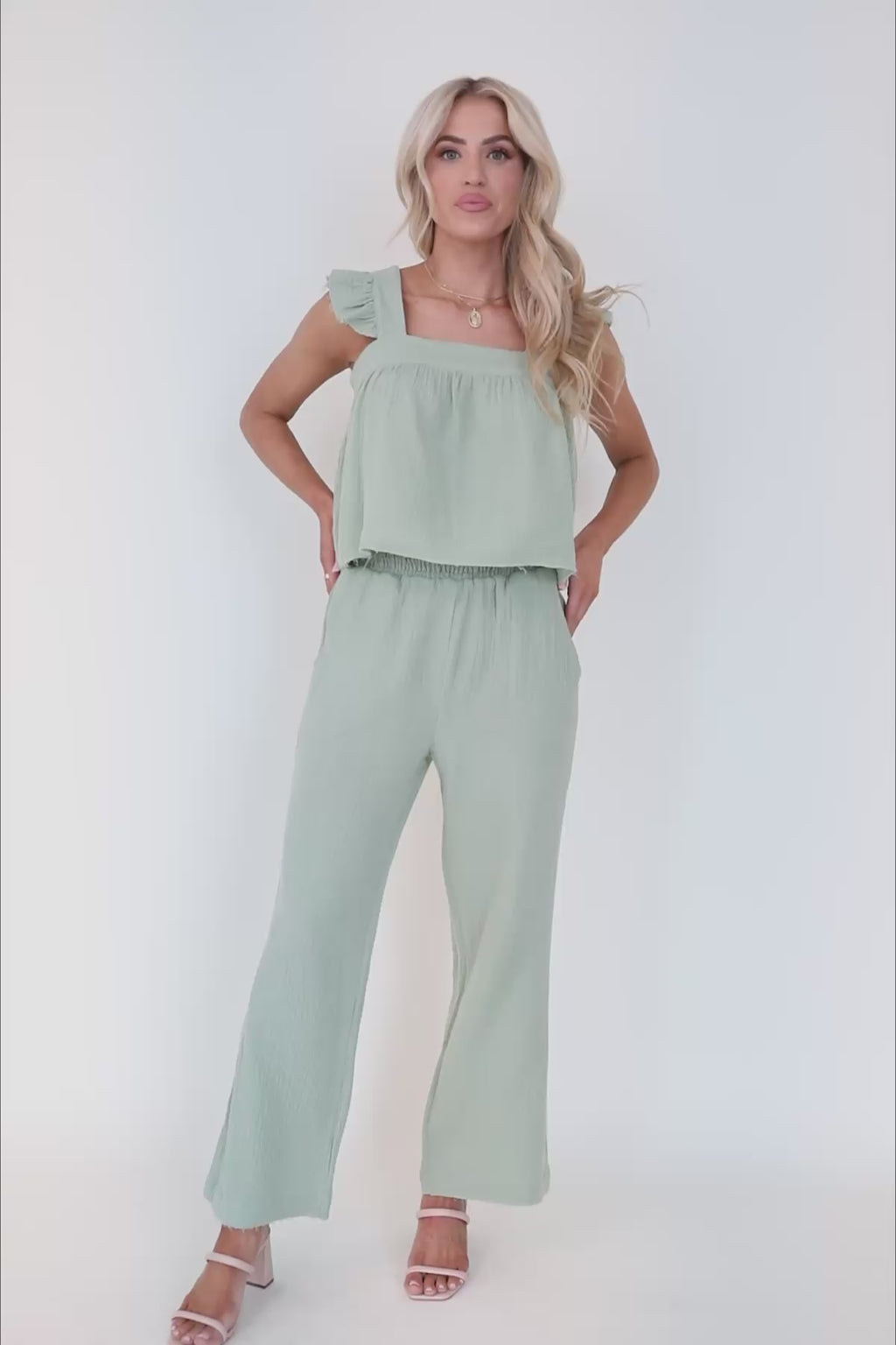 Eliana Sage Linen Set, product video thumbnail