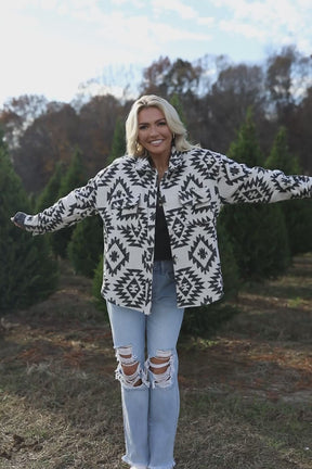Lily Black and White Aztec Jacket- FINAL SALE