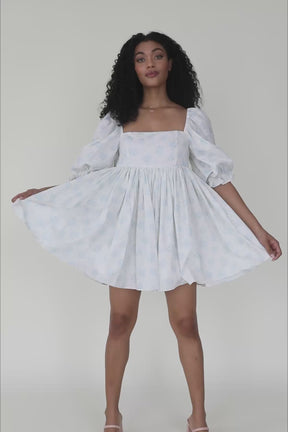 Elizabeth Floral Puff Sleeve Babydoll Dress , product video thumbnail